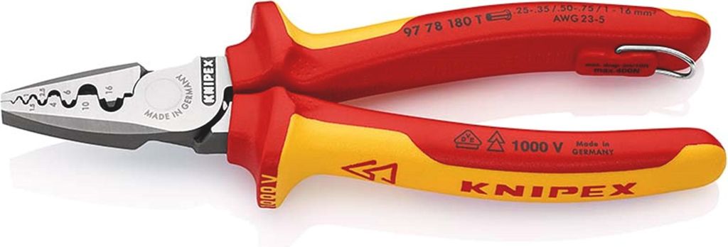 Knipex 97 78 180 T Crimpzange Aderendhülsen 0.25 bis 16 mm²
