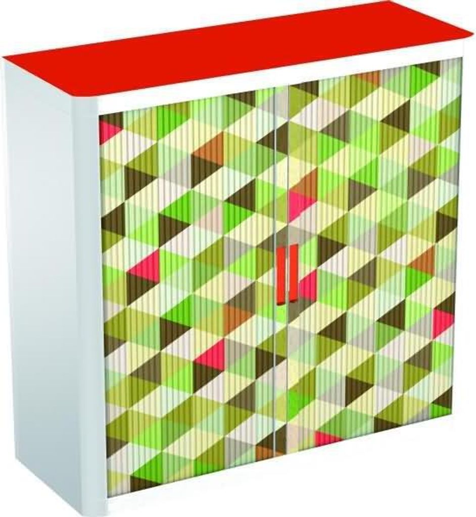 Rollladenschrank easyoffice BxTxH 86x37,5x104cm Motiv geometrisch rot 1