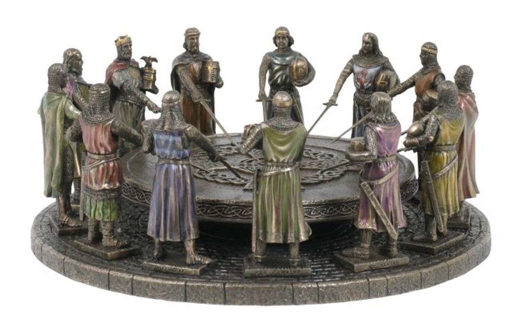 Tafelrunde König Arthur mit 12 Ritter Displaytisch bronziert Figur Skulptur