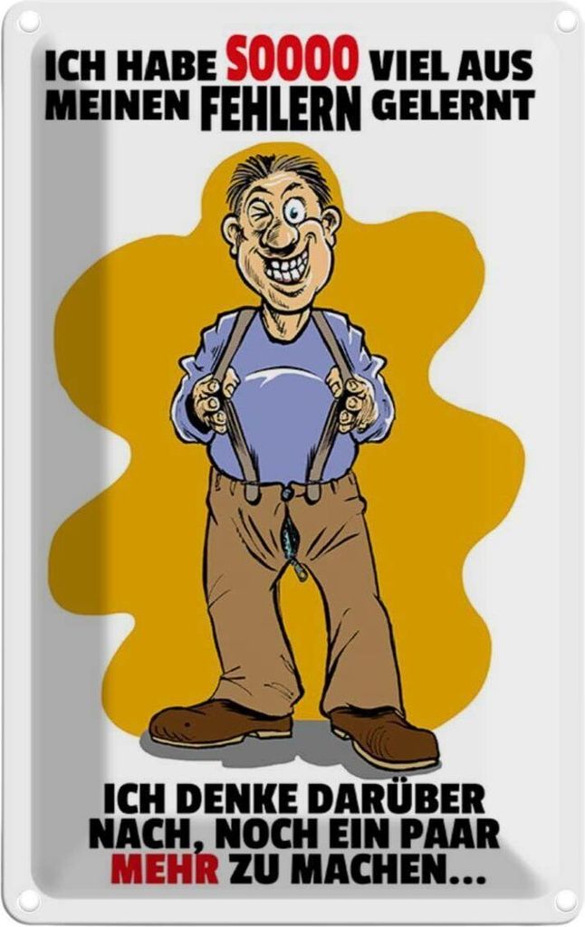 vianmo Blechschild 18x12 cm Ich habe viel aus Fehlern gelernt Spruch Zitat