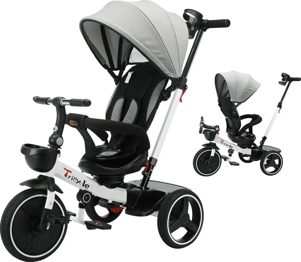 Tricycle Stable pour Apprendre l'Équilibre - Métal Blanc 3-6 ans