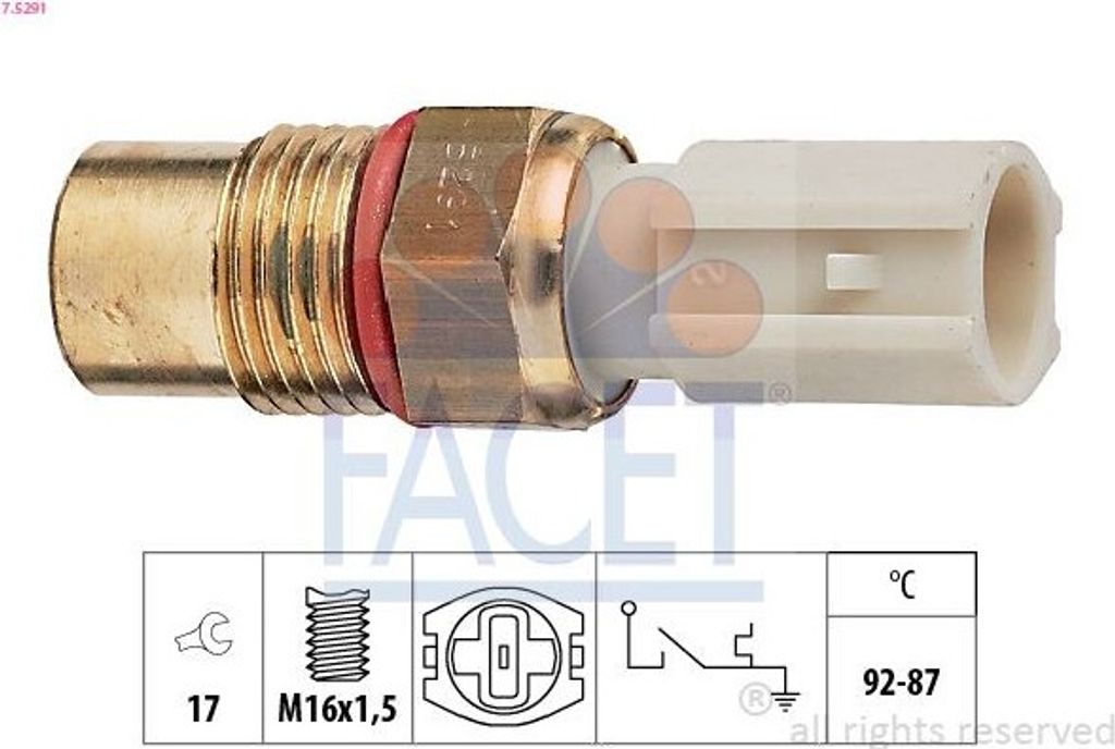 FACET 7.5291 Temperaturschalter Kühlerlüfter Thermoschalter für KIA SEPHIA (FA) SEPHIA Stufenheck (FA) SHUMA (FB) Shuma Limousine (FB)