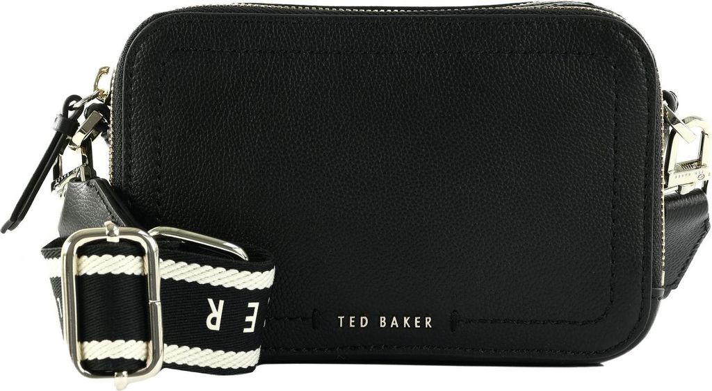 Ted Baker Leder Umhängetasche Linzie Webbing Leather Crossbody Camera Bag Black schwarz