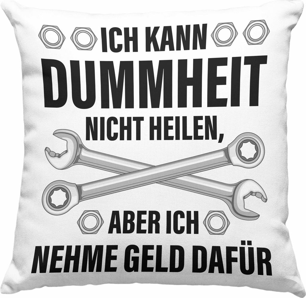 Trendation - KFZ Mechaniker Geschenk Lustig Deko-Kissen mit Füllung 40x40 Automechaniker Handwerker Mechatroniker Werkstatt Deko-Kissen mit Füllu...