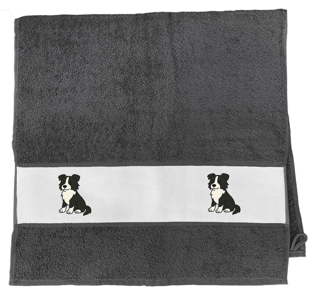 Huuraa Handtuch Border Collie Border Comic 50x100cm Graphite Baumwolle Handtuch Geschenkidee