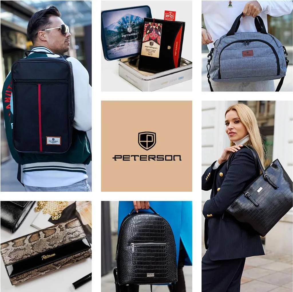 Portafoglio Elegante Peterson Donna in Pelle Nera e Portamonete - 13