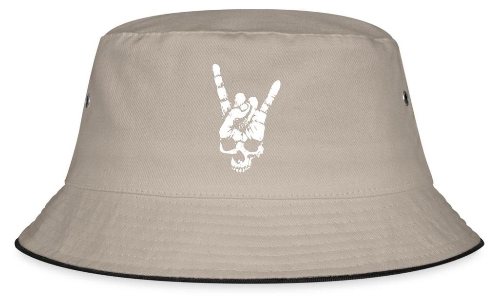 Spreadshirt Heavy Metal Totenkopf mit Teufelshörner Hand Produktbild 