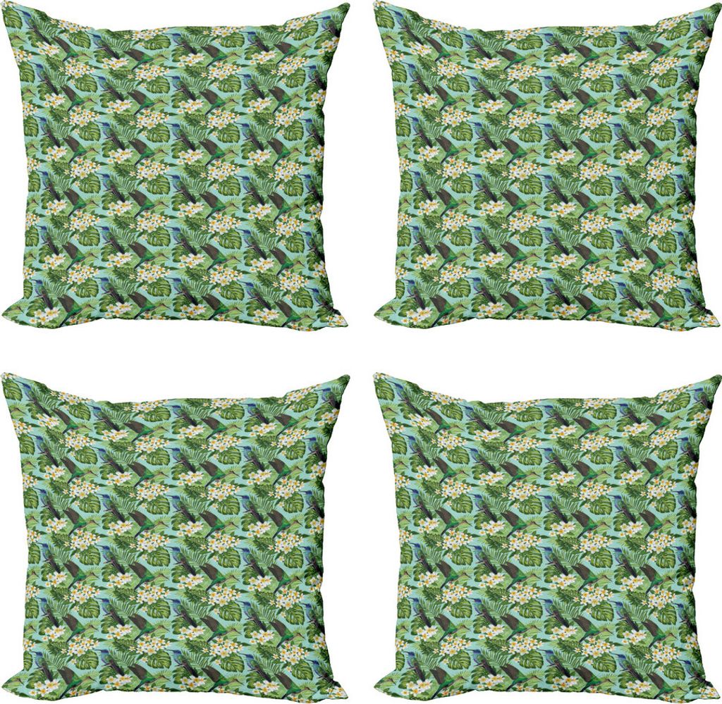 ABAKUHAUS Tropisch Kissenbezug Set (4 Stück), Brasilianischer Regenwald Art, Moderner Doppelseitiger Digitaldruck, 50 cm x 50 cm, Mehrfarbig