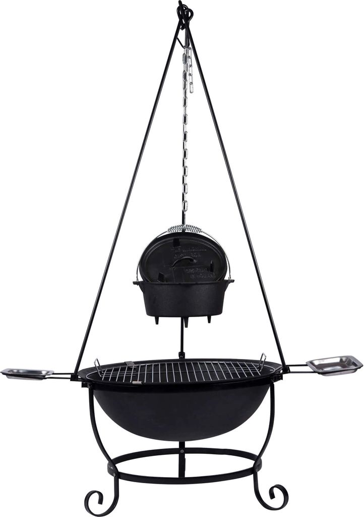 Multifunktionales Lagerfeuer-Set aus Edelstahl mit Grillplatte und Dutch Oven