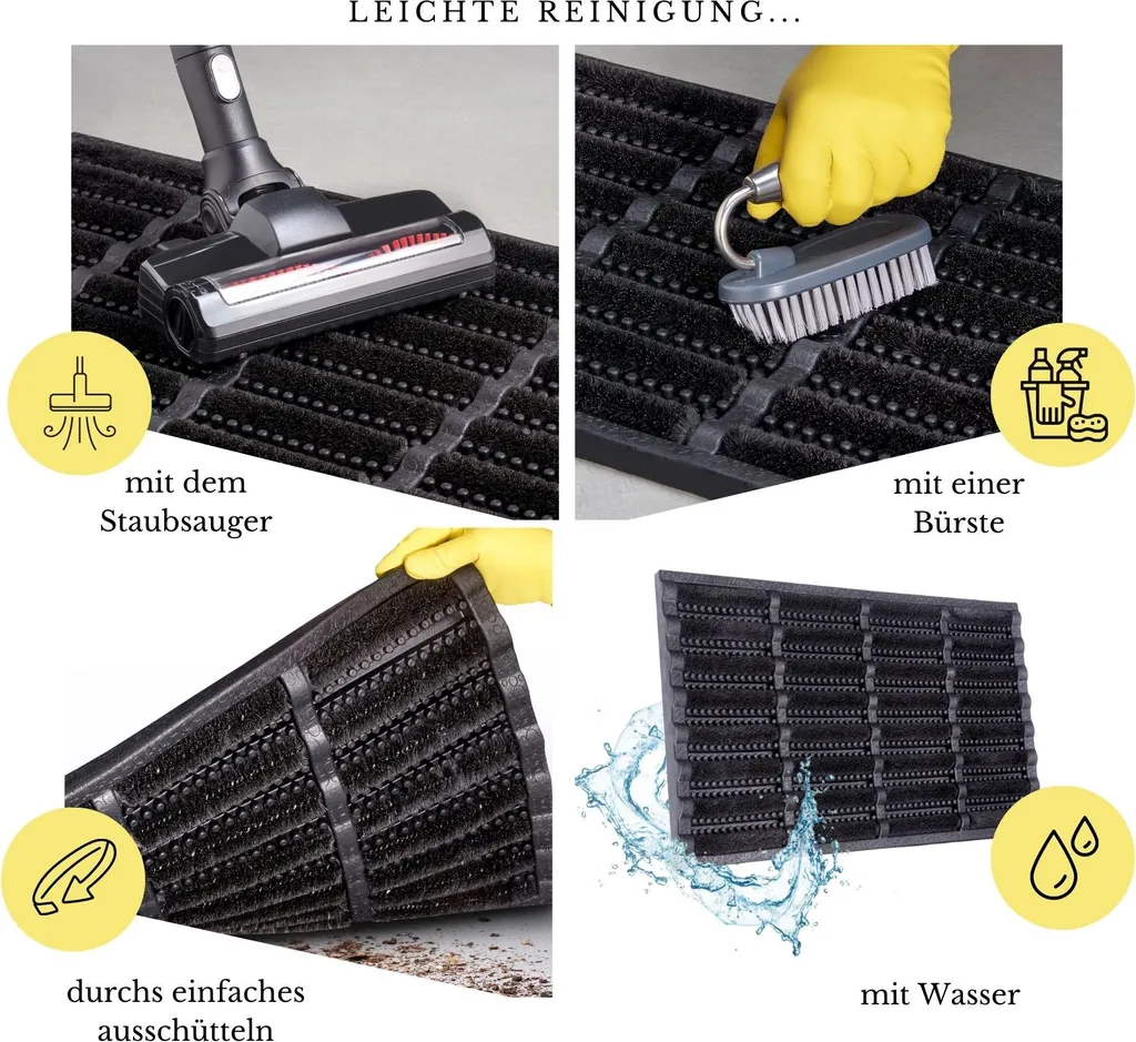 Hanse Home Mix Mats - Tapis d'entrée en fibre de coco et caoutchouc noir - 5