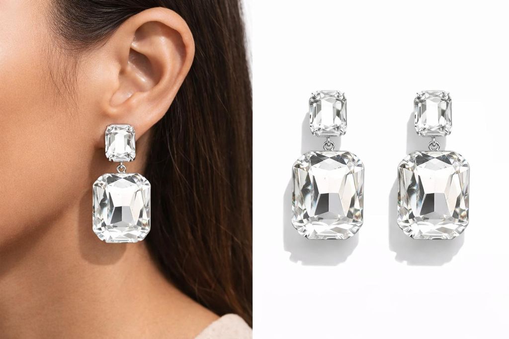 Ohrringe 2 Glasperlen - silberne Glasperlen festlich Yehwang