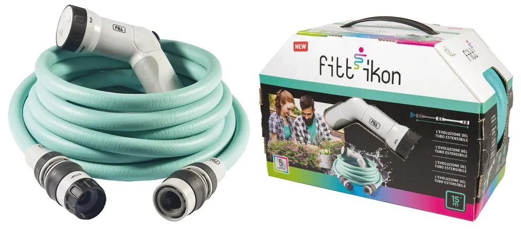 Tuyau arrosage IKON KIT FITT 10m bleu Aquamarine anti-torsion et léger