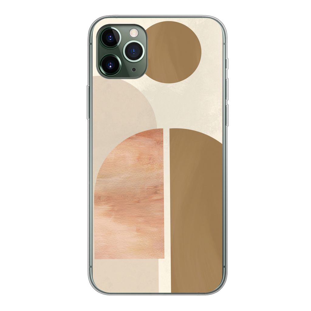 MuchoWow Handyhülle Schutzhülle Hülle für iPhone 11 Pro Max Rosa - Braun - Design Silikon Softcase Handy Hülle - Schutz