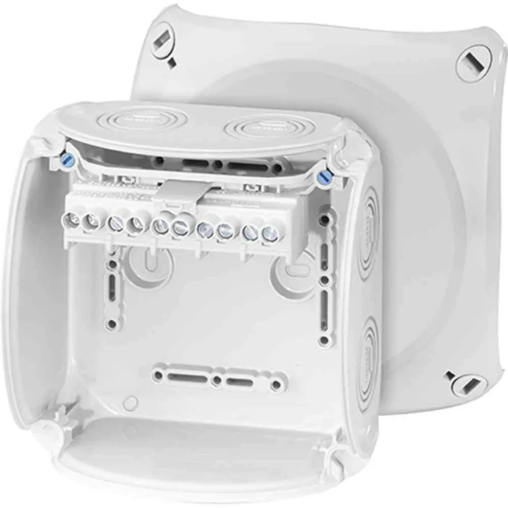 Boîtier de connexion 130x130x77mm 10qmm avec bornes 5 pôles Hensel
