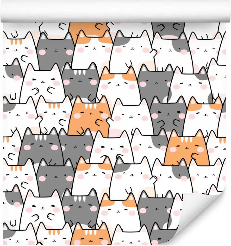 Revêtement mural intissé 10m à motifs chats pour chambre d'enfant