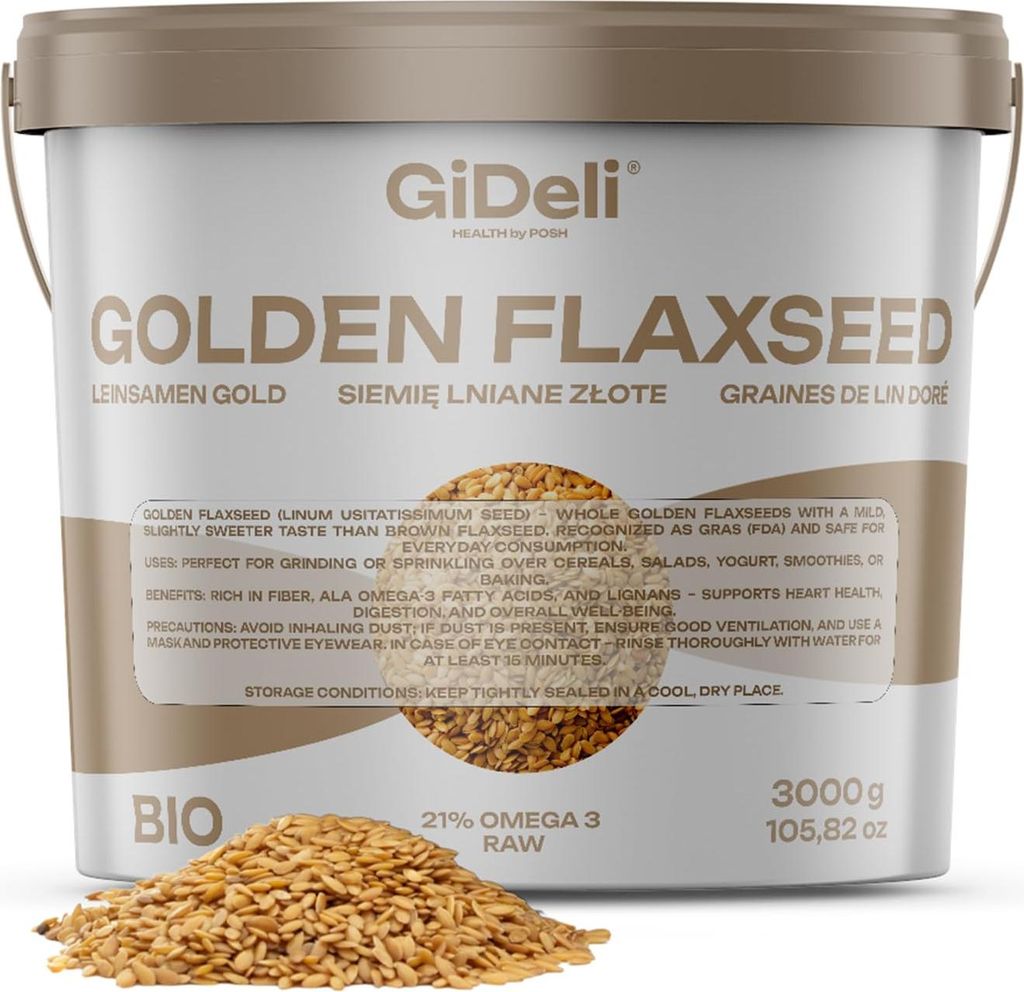 GiDeli Leinsamen Gold 3kg für Küche Superfood Premium Gesundheit Ernährung