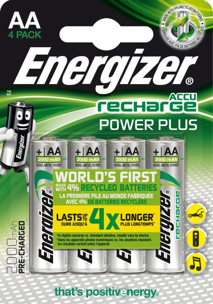 Batterie ENERGIZER AA/LR6 rechargeable Ni-Mh 2000mAh paquet Image du produit 