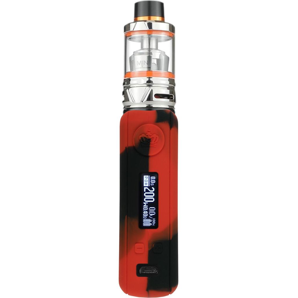 PhoneNatic Case kompatibel mit Uwell Crown 4 - Hülle Silikon schwarz-rot Cover Tasche