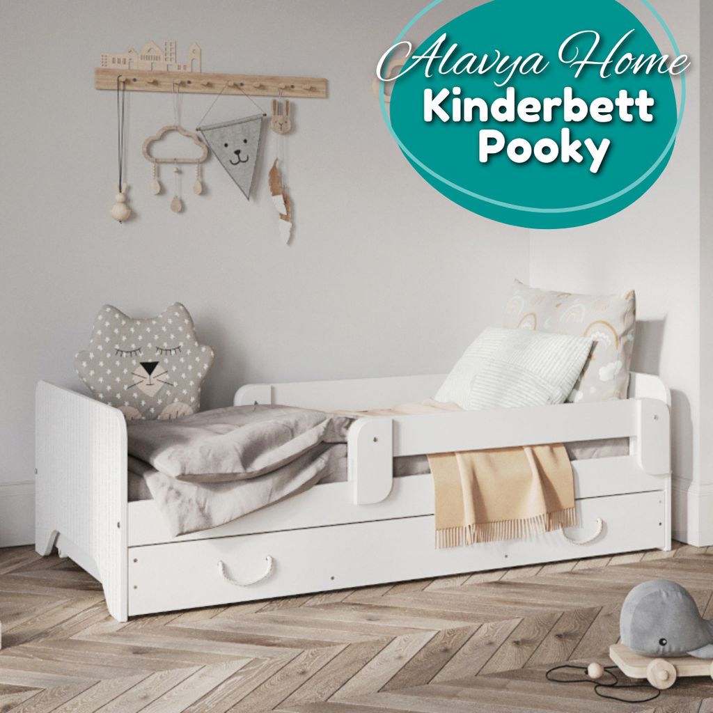Alavya Home® Betthmmel Pompom DEKO SET 150x340 cm für Knderbett und