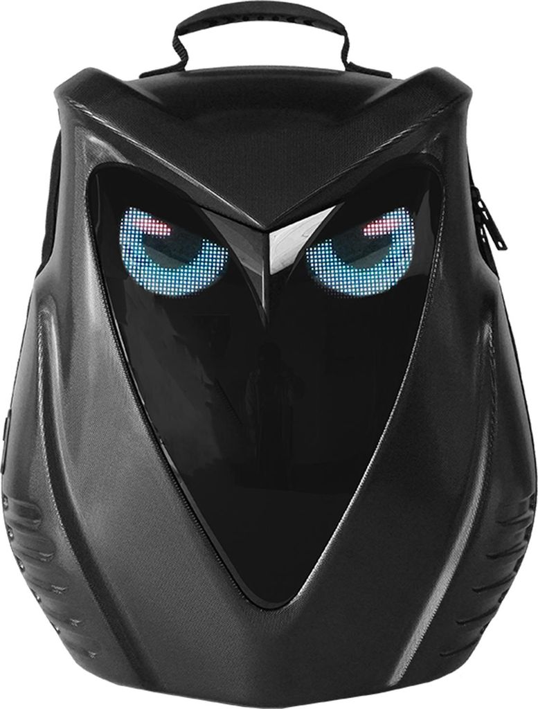 Motorradhelm Rucksack Eule LED Smart Display Helm-freundlich DIY Inhalt über BT APP regenfest für Reiten Wandern Tasche