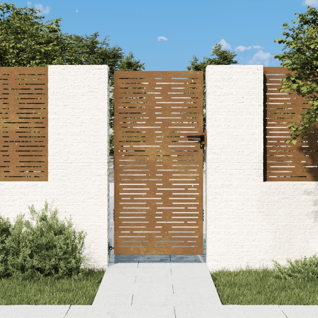 "2026 Promotion" Gartentor 85x175 cm Cortenstahl Quadratisches Design - Gartentore CC1615