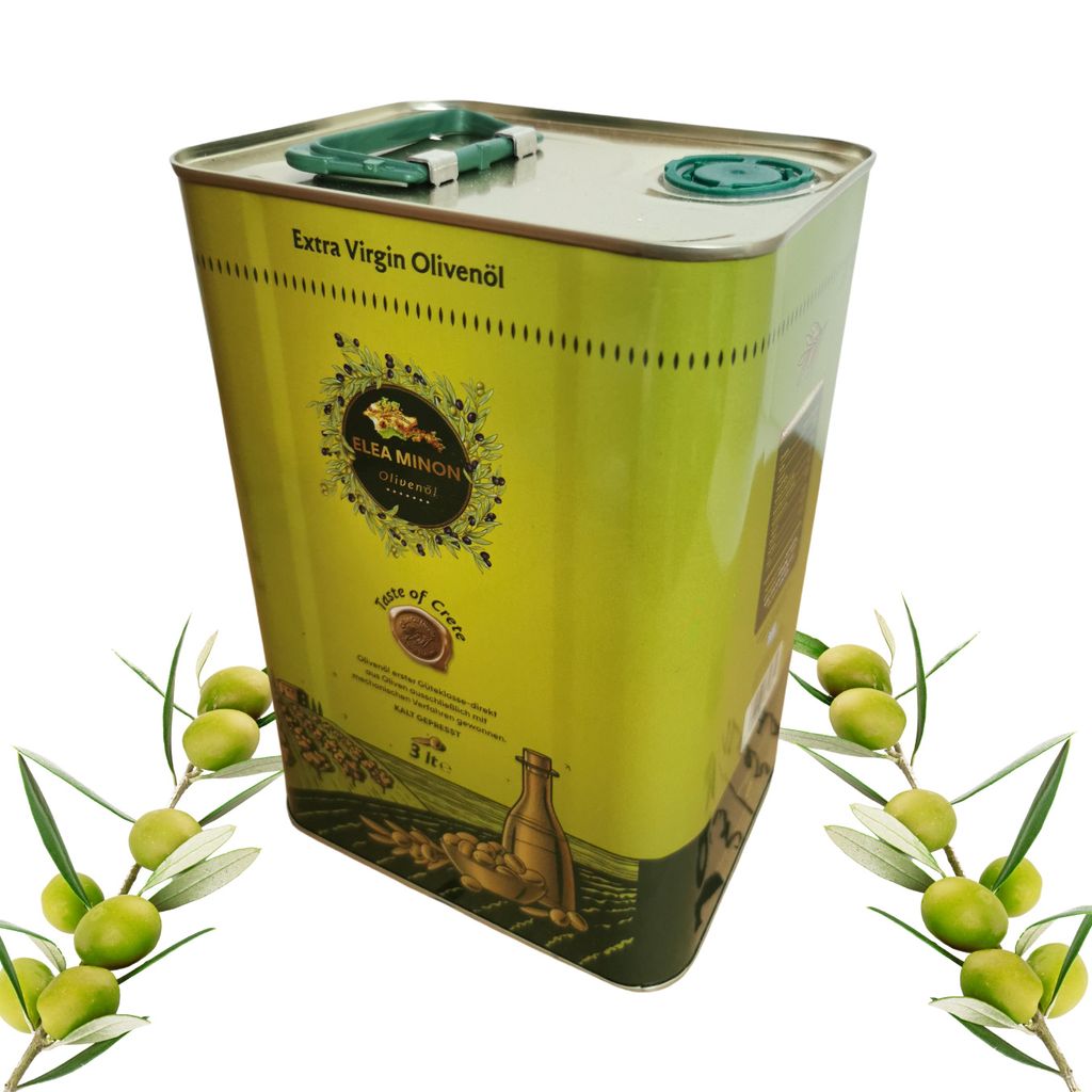 Natürliches Olivenöl von der griechischen Insel Kreta, 3-Liter, Kaltgepresst Extra native, Extra Virgin Olivenöl, Zeytinyagi Kanister
