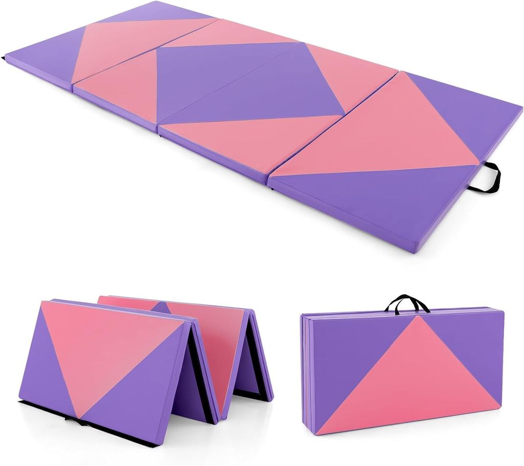 GOPLUS Turnmatte klappbar, 240×117×5cm Weichbodenmatte mit 2 Tragegriffen & Klettverschlüssen, Gymnastikmatte für Gymnastik, Sportmatte Fitness...