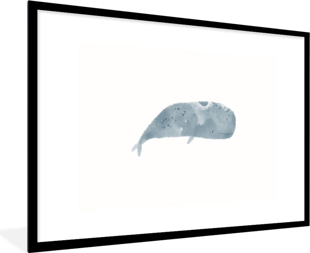 MuchoWow MuchoWow Gerahmtes Poster Pottwal - Tiere - Aquarell - Illustration 90x60 cm - Poster mit zchwarzem Bilderrahmen - Wanddekoration - Fotos