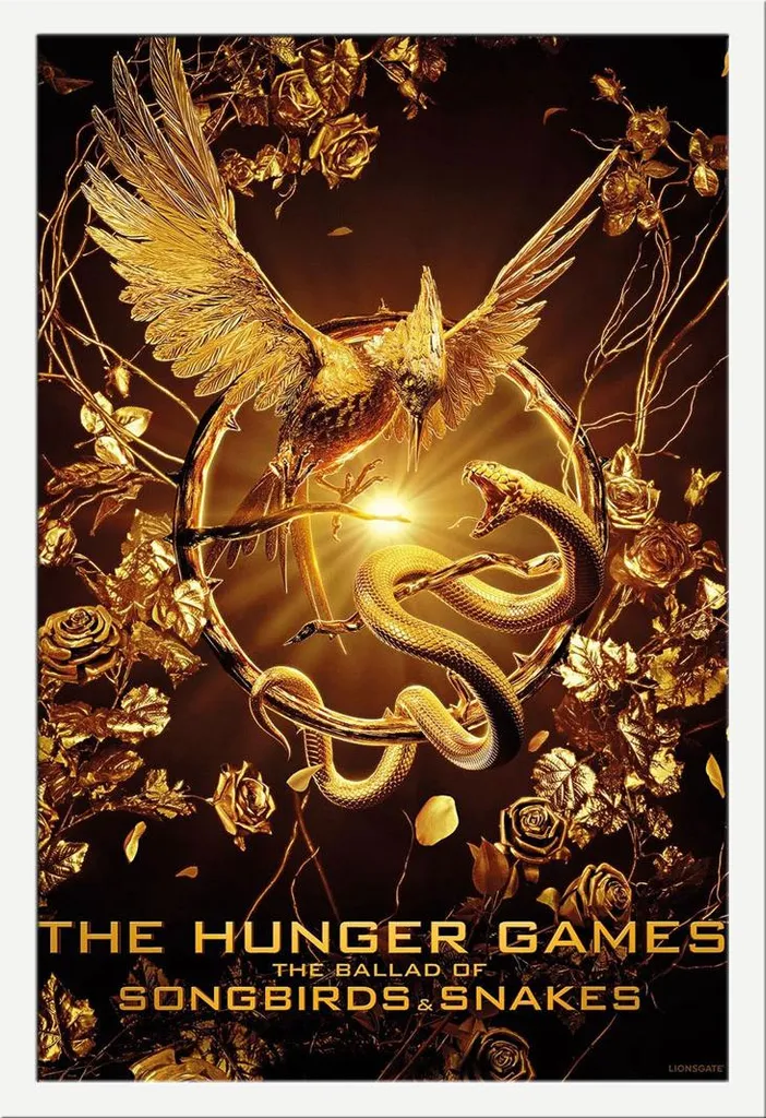 Poster Hunger Games Ballata Uccelli Canori e Serpenti con Cornice Bianca