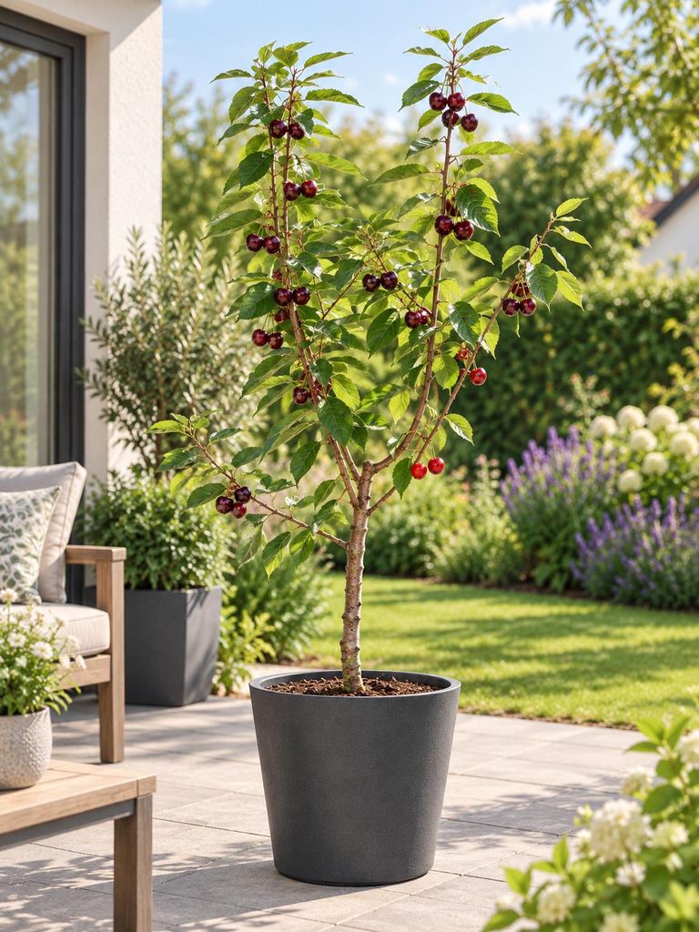 Süßkirsche ‘Regina’ 100–120 cm – Prunus avium dunkelrote Produktbild 