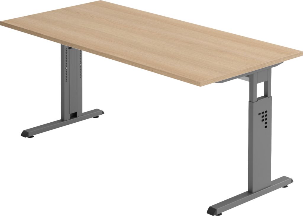 bümö Schreibtisch Serie-O - Gestell: Graphit, Größe: 180 x 80 cm, Nachbildung: Eiche