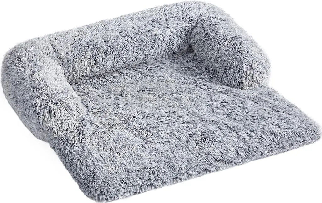 Panier pour chien déhoussable en peluche grise taille M 80x75cm moelleux