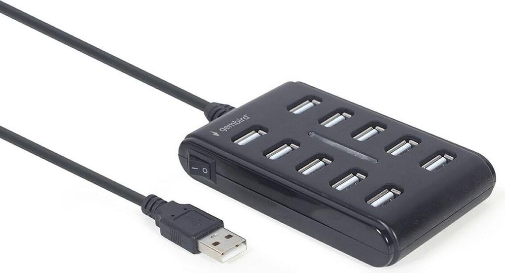 gembird 10-Port USB 2.0 Hub, schwarz Immagine del prodotto 