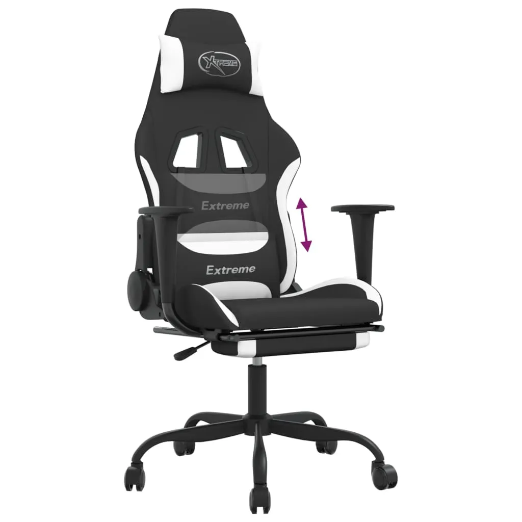 Chaise de jeu vidaXL contre le mal de dos avec repose-pieds en tissu - 9