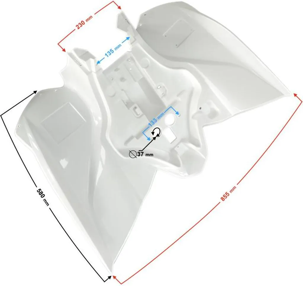 Boîtier arrière Pentora renforcé en ABS haute résistance pour quad cross
