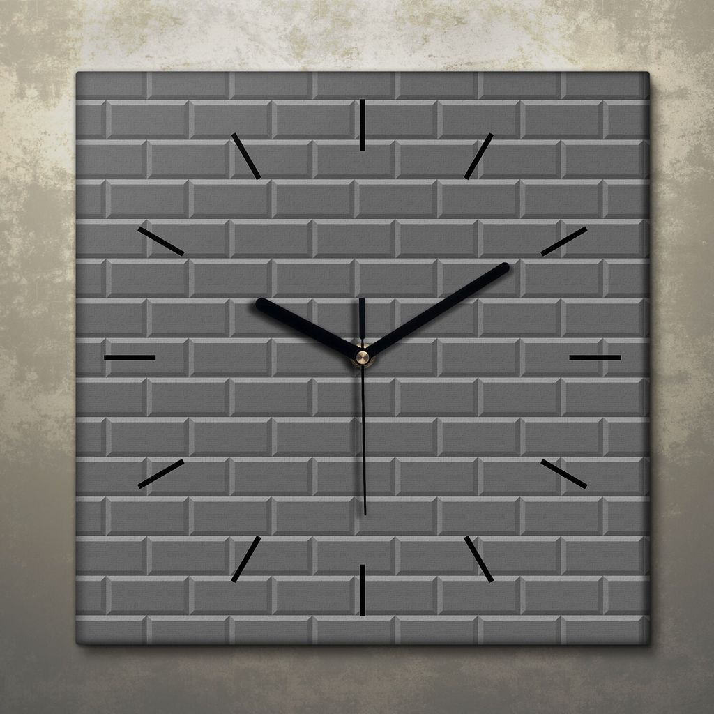 Wohnzimmer Leinwand Uhr Geräuschlos Küche 30x30 Farbige, Ziegel, Textur, Abstrakt, schwarze Zeiger