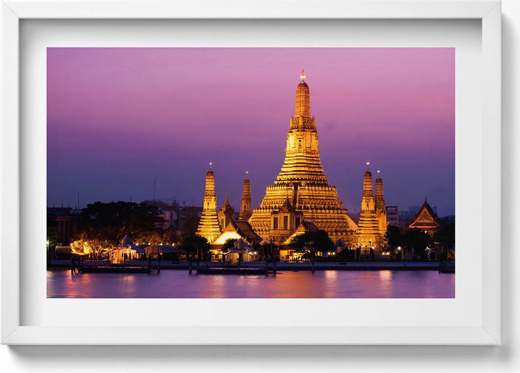 Tempel in Bangkok Thailand– Wandbild mit Rahmen – Gerahmtes Bild – Wanddekoration – 60x40 cm – Schwarz Rahmen