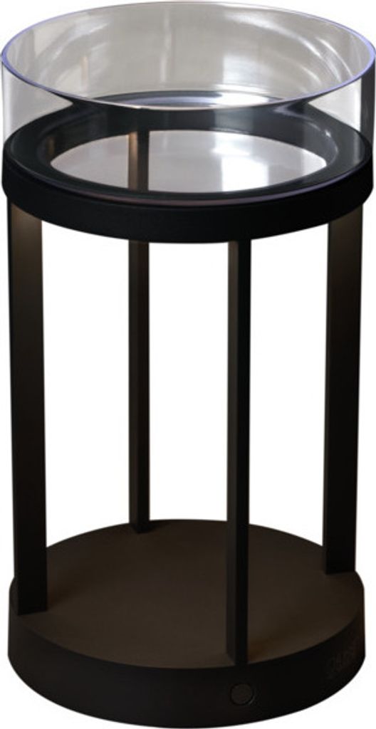 Konstsmide Chieti LED Laterne | Indoor/Outdoor | regenfest | USB | schwarz | Aluminum/Glas Dekoschale | Akkulaufzeit bis zu 20h | 7821-750