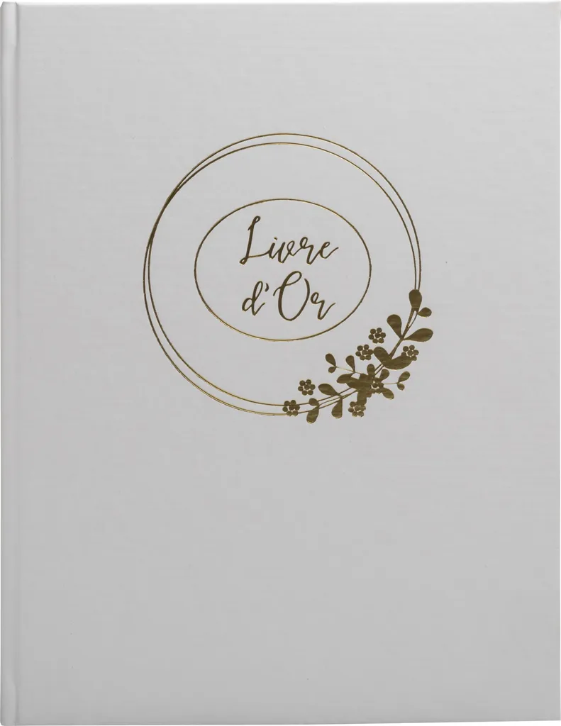 Livre d'or mariage blanc 100 pages avec tranches dorées Ringflower