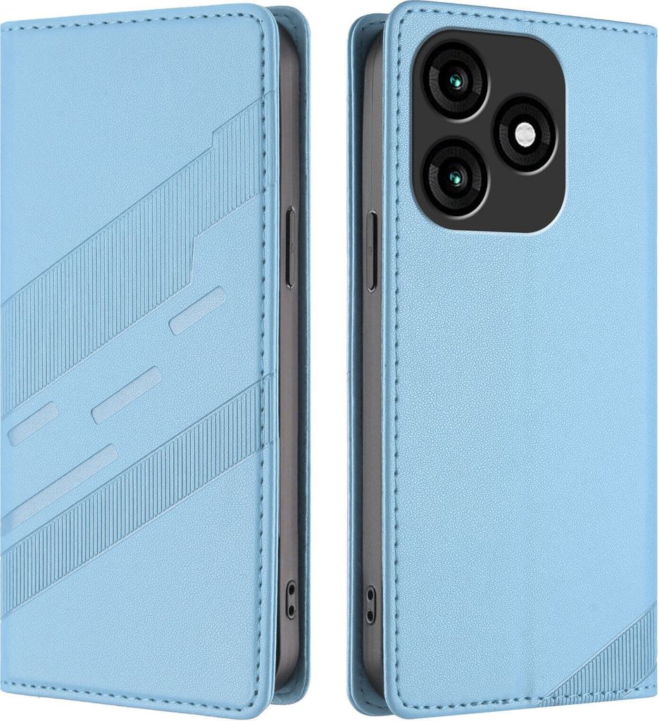 Hülle für itel A70, Kunstleder Brieftaschen Handyhülle mit Kartenfach und Standfunktion Hellblau