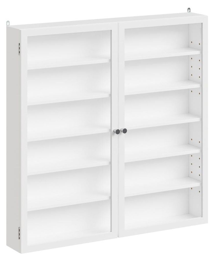 SoBuy Wandvitrine FSB113-H-W mit Glastüren und LED-Beleuchtung, weißes Displayregal