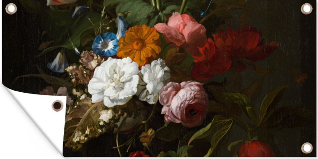 MuchoWow 160x80 cm Outdoor-Poster Gartendeko Sichtschutz Garten Poster für den Garten Vase mit Blumen - Gemälde von Rachel Ruysch