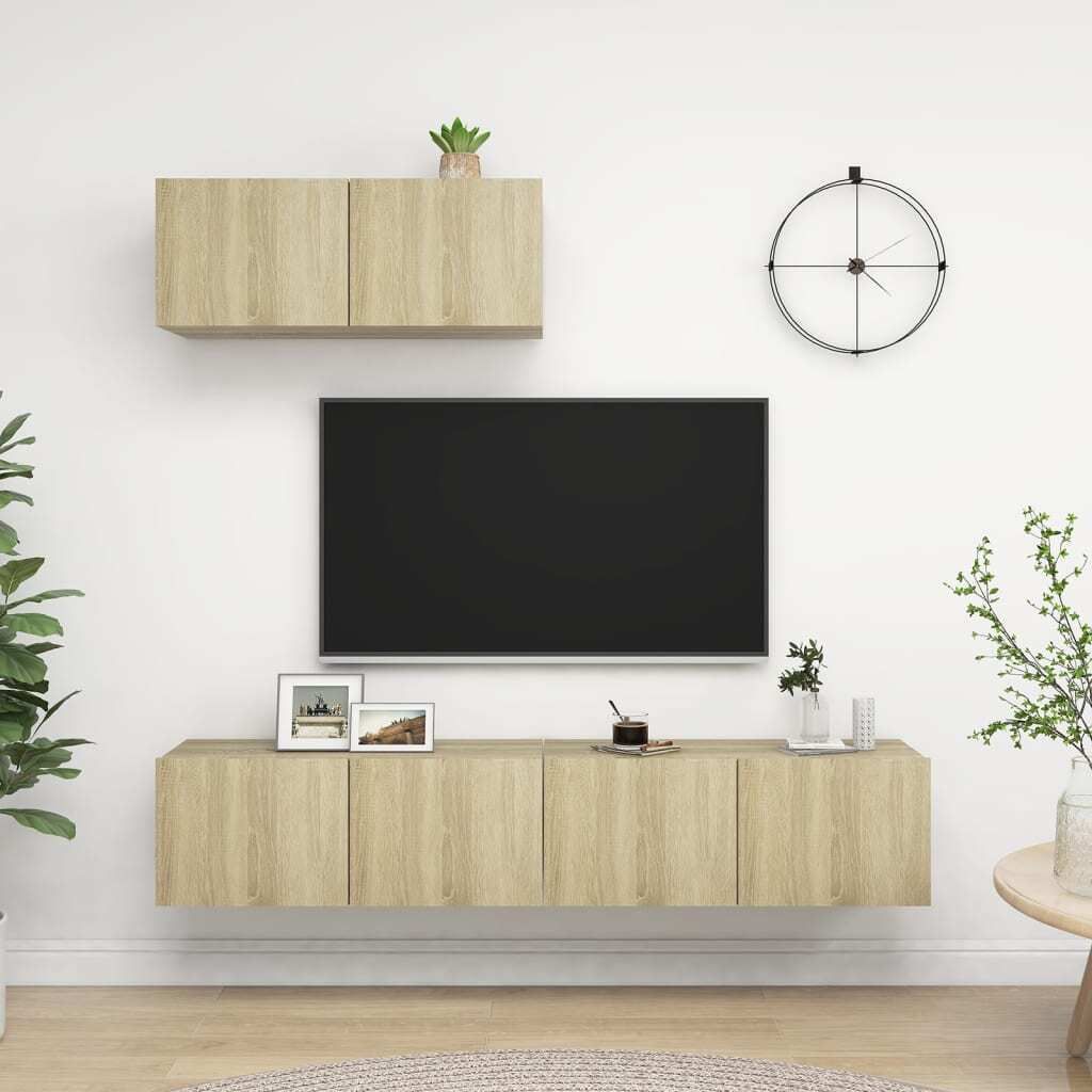 Maison Exclusive - TV-Schränke 3 Stk. Sonoma-Eiche Holzwerkstoff