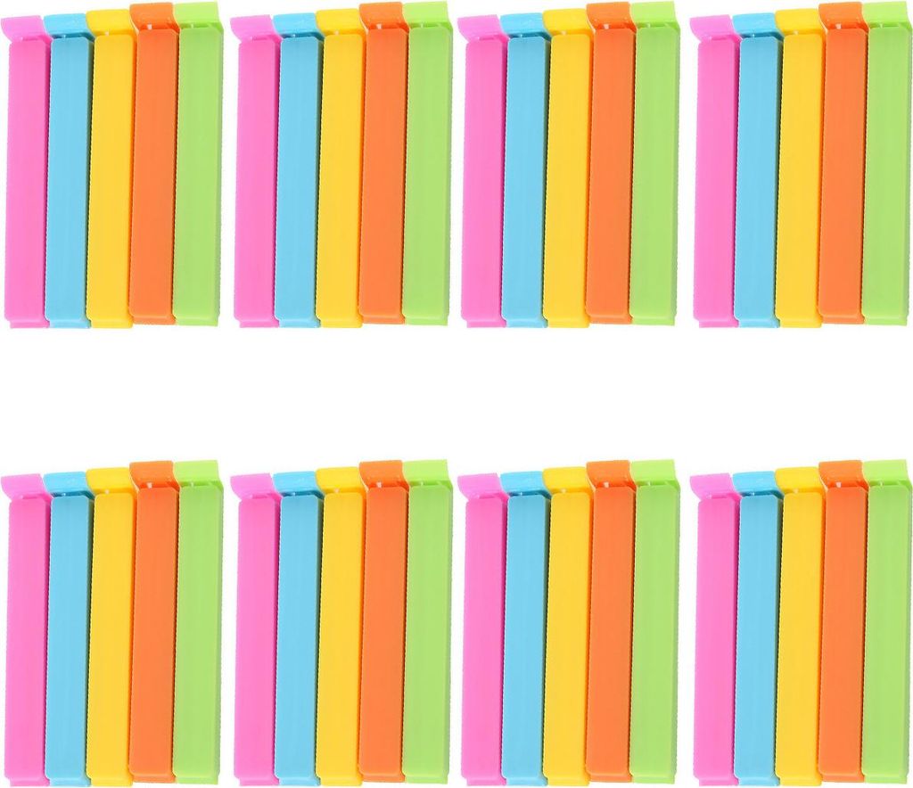 Packung mit 40 Verschlussclips, Clips für Gefrierbeutel, wiederverwendbare Plastikbeutelclips, farbige Plastikbeutelverschlussclips, 5 Farben
