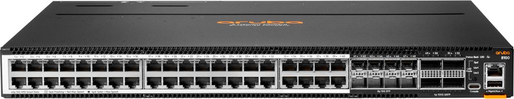 HPE Aruba Networking CX 8100 40x10G Base-T 8x10G SFP+ 4x40/100G QSFP28 BF 3F 2AC PSU Switch Bdl, Managed, L3, 10G Ethernet (100/1000/10000), Rack-E...