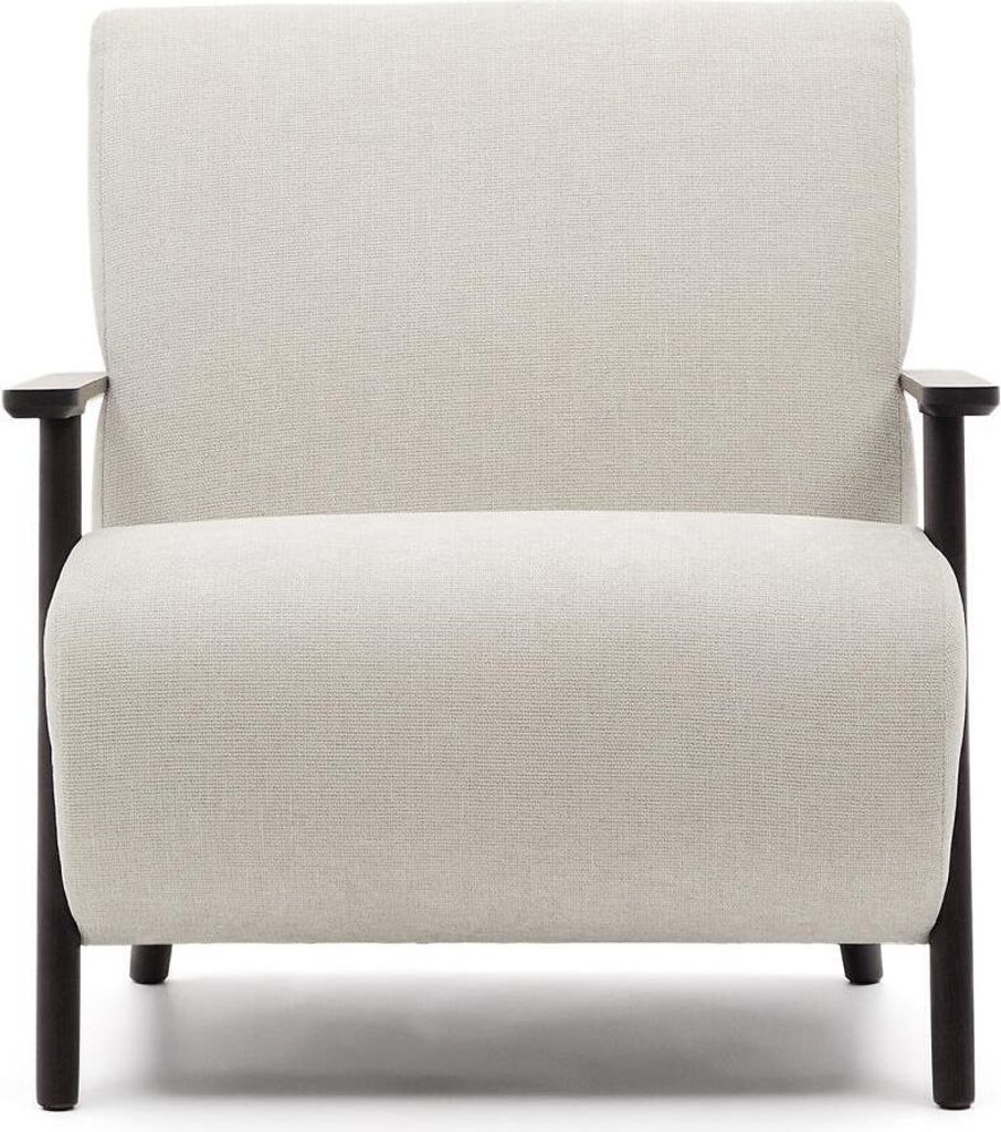 Sessel Meghan 83 x 77 x 78 cm Massivholz Chenille Schwarz Perlenweiß