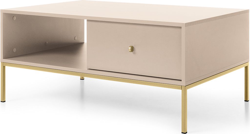 Couchtisch in beige, Fußgestell goldfarben, MALAGA-160