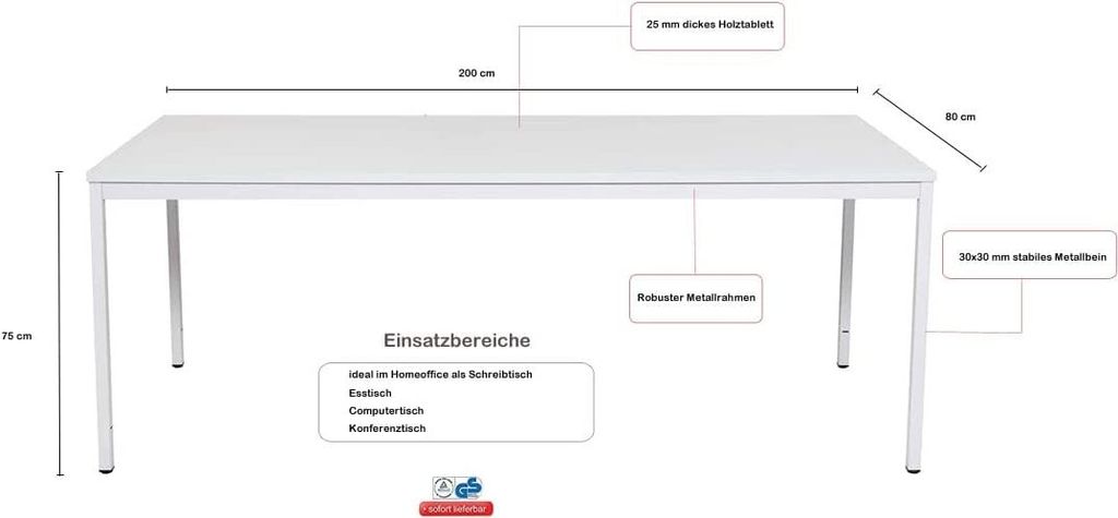 Schreibtisch u. Besprechungstisch mit schwarzem Tischgestell