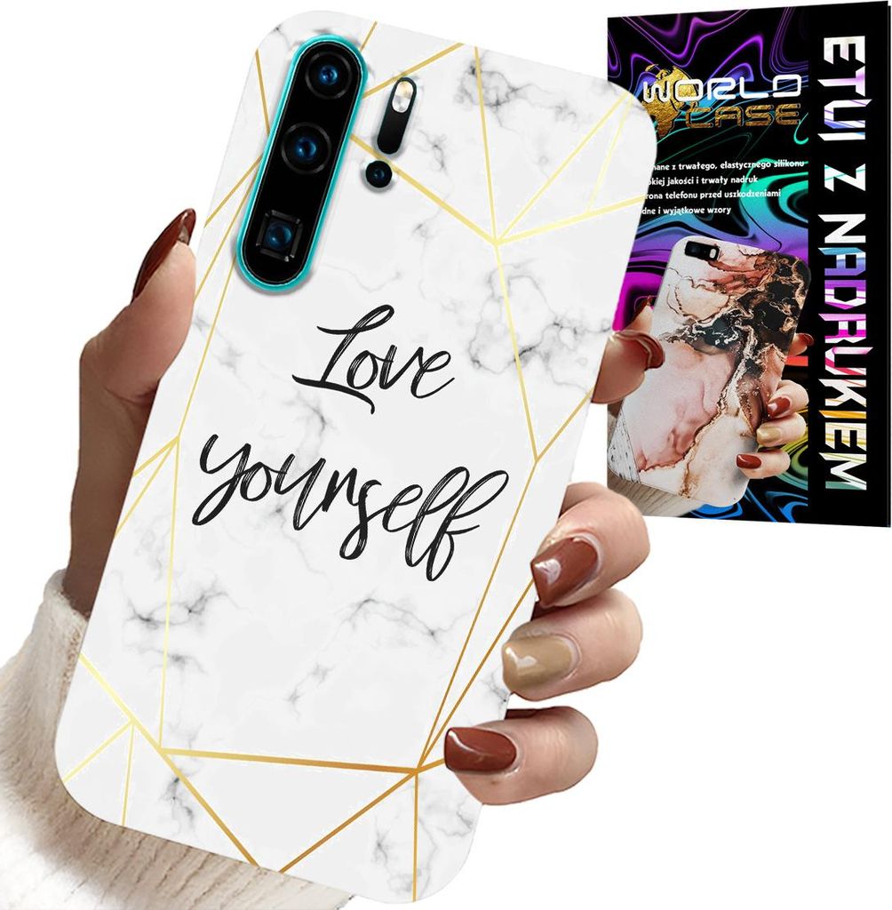 Fall Für Huawei P30 Pro - Weisser Marmor Mit Goldrahmen Liebe Dich