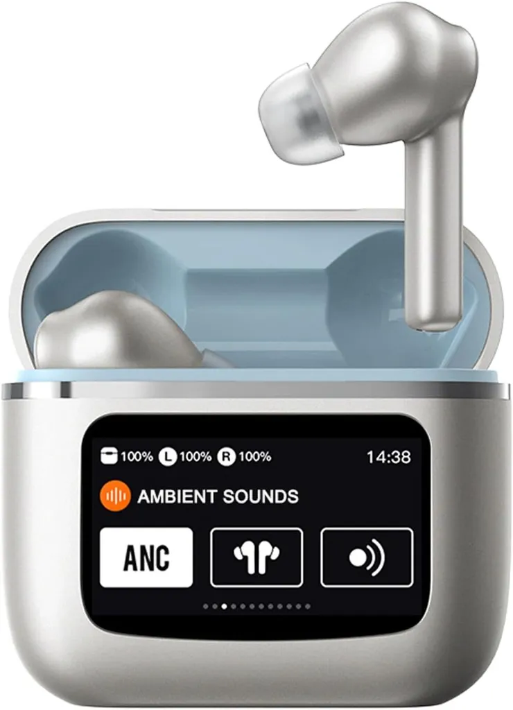 Cuffie a cancellazione di rumore Cuffie wireless ANC con touch screen Cuffie wireless Bluetooth a cancellazione di rumore in ear con schermo